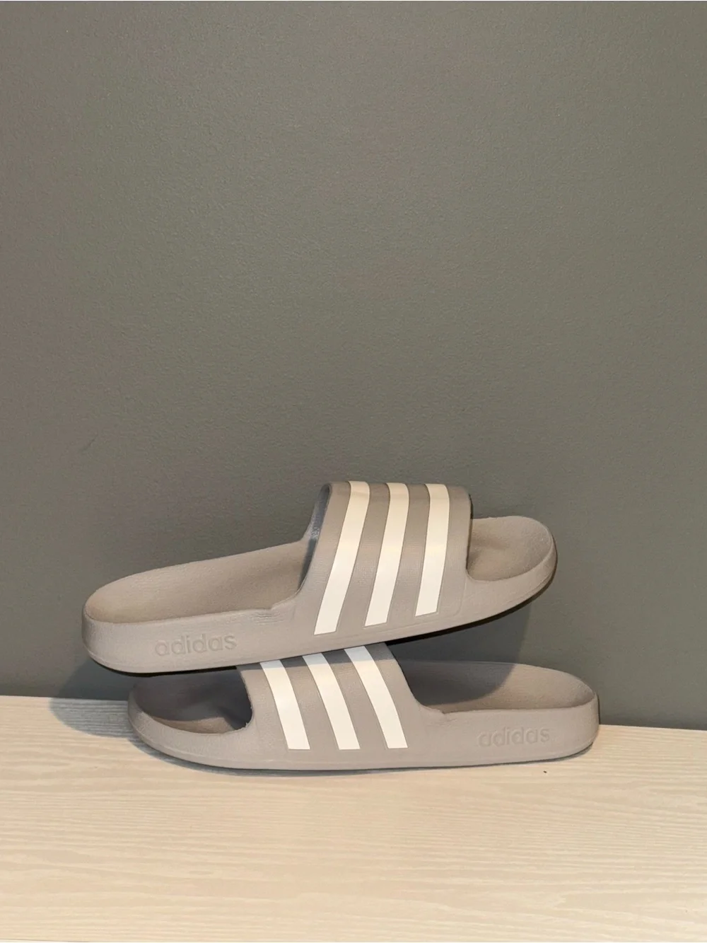 adidas Gray and White Adilette Slide Sandals for Men